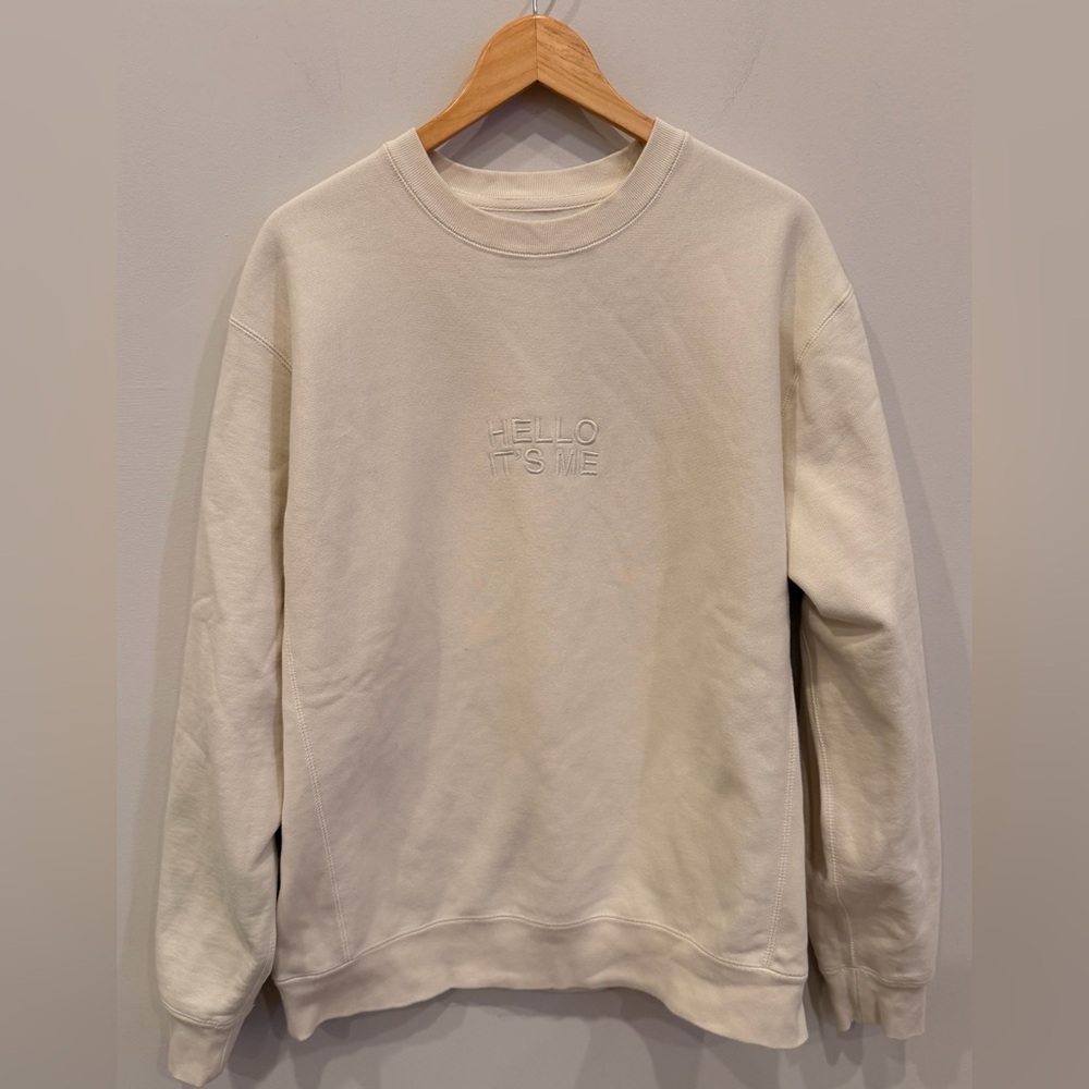 Hello It’s Me Adele Embroidered Cream Fleece‎ Sweatshirt XL